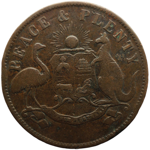 1858 1 Penny Australia Token Peace and plenty - Melbourne Victoria