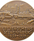 1939 Large Swedish Medal by Sporrong & co Lars Johan Hierta Liljeholmens candle factory
