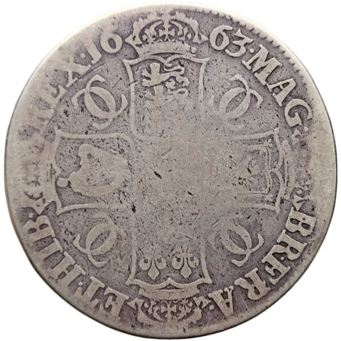 1663 Crown Charles II Coin Great Britain Silver