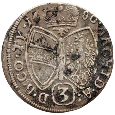 1680 3 Kreuzer Austria – Habsburg Coin Leopold I Silver Hall Mint