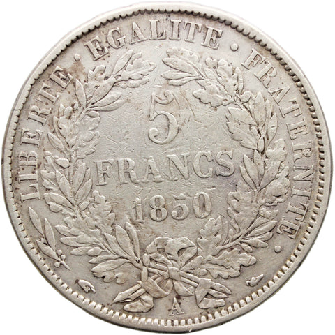 1850 5 Francs France Coin France Paris Mint