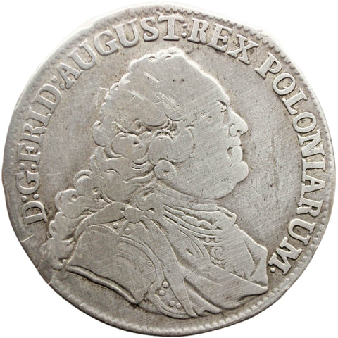 1751 1/3 Thaler Saxony Germany Coin Friedrich August II Silver