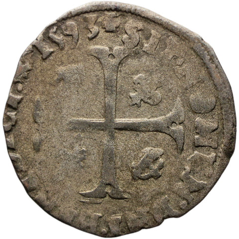 1593 R Douzain France Coin Henry IV 1st type Avignon Mint Silver