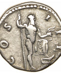 125-126 AD Roman Empire Coin Hadrian Denarius Silver Neptune holding trident and acrostolium