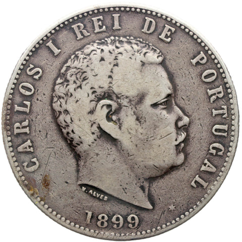 1899 1000 Reis Portugal Coin Carlos I Silver