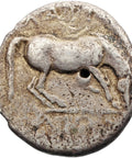 356 - 342 BC. Thessaly Larissa Drachm Ancient Greek Coin Horse to right