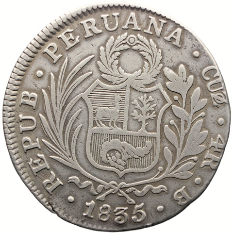 1835 4 Reales Peru Coin Silver Cuzco Mint