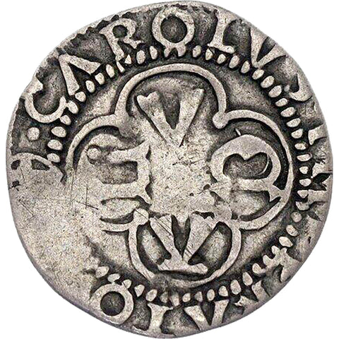 1519-1556 Grosso da 3 Bolognini Lucca Republic Coin Silver Charles V, Holy Roman Emperor