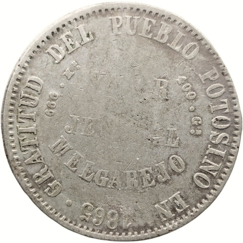 1865 FP 1 Melgarejo Bolivia Coin Silver