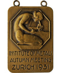1931 Switzerland Medal Institute of Metals Autumn Meeting Zurich