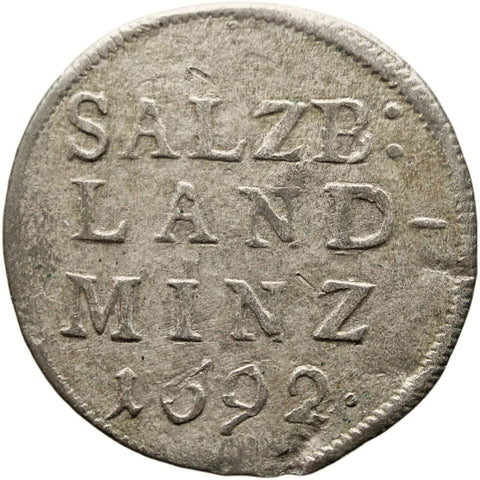 1692 4 Kreuzer Bishopric of Salzburg Coin Johann Ernst Graf von Thun Silver