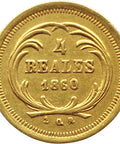 1860 4 Reales Guatemala Coin Gold Rafael Carrera