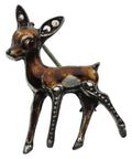 Vintage Silver Brooch Bambi Deer Enamel Marcasite