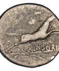 88 BC Roman Republic Denarius Caius Marcius Censorinus Coin Silver