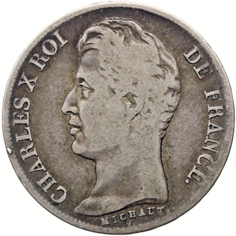 1825 A 1 Franc France Coin Charles X Silver Paris Mint