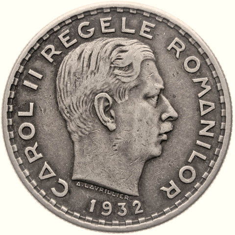 1932 100 Lei Romania Coin Carol II Silver Heaton Mint