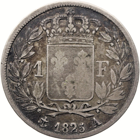 1825 A 1 Franc France Coin Charles X Silver Paris Mint