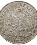 1872 Zs H One Peso Mexico Coin Silver Mint Zacatecas City