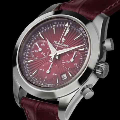 Tecnotempo - "ChronoRadial" *Designed and Assembled in Italy* - Swiss Auto Movt - Limited Edition - - TT.200CR.PR (Red / Leather strap) - Men - 2022 - ZipZappa