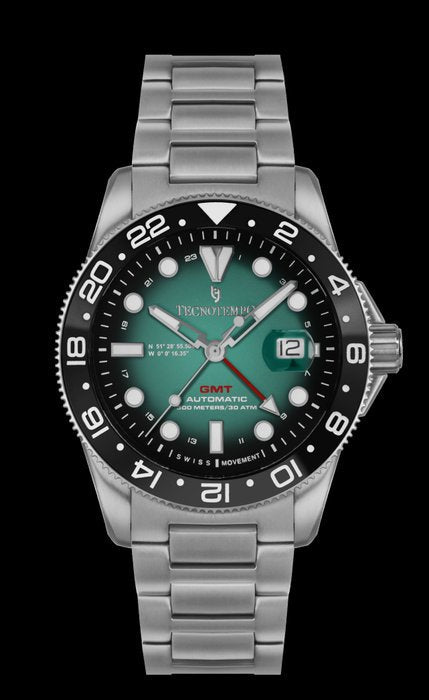 Tecnotempo - GMT "Greenwich Tribute" 30ATM WR - Swiss Automatic Movt - Limited Edition - - TT.300GR.NV (Green) - Men - 2022 - ZipZappa