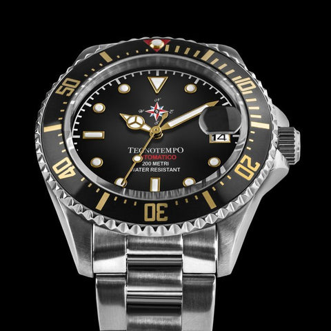 Tecnotempo - "NO RESERVE PRICE" Diver 200 Metri WR Special Limited Edition Wind Rose - TT.200.RDVNG (Black-Gold) - Men - 2011-present - ZipZappa