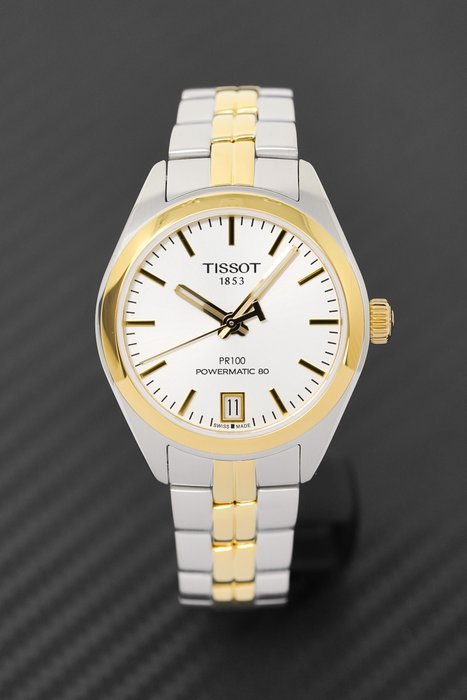 Tissot - PR 100 Powermatic 80 Date Automatic Two-Tone - T1012072203100 + FREE SHIPPING - Women - 2011-present - ZipZappa