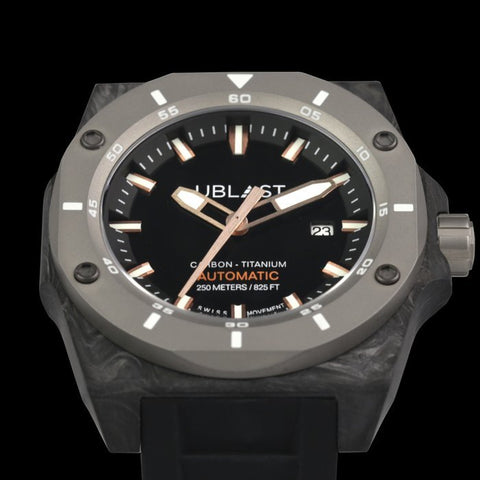 Ublast - " NO RESERVE PRICE " Fusion Carbon & Titanium - UBFSN47BKG - Automatic Swiss MOVT - 25 ATM - Men - New - ZipZappa