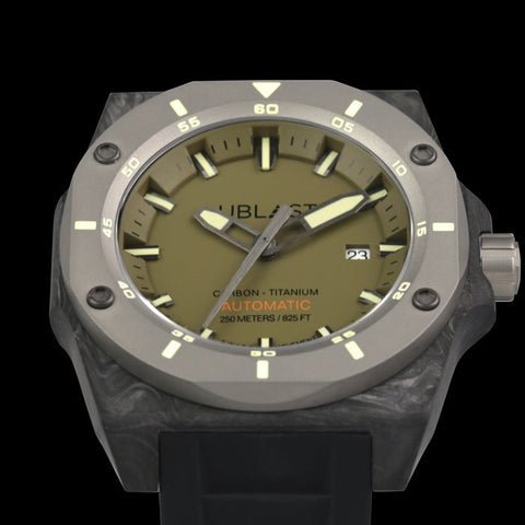 Ublast - " NO RESERVE PRICE " Fusion Carbon & Titanium - UBFSN47GN - Automatic Swiss MOVT - 25 ATM - Men - New - ZipZappa