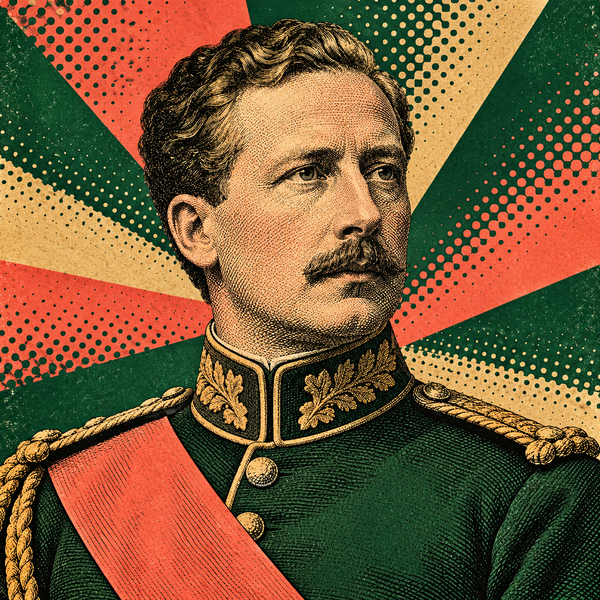 Pop art portrait of Albert I of Belgium for the coin collection
