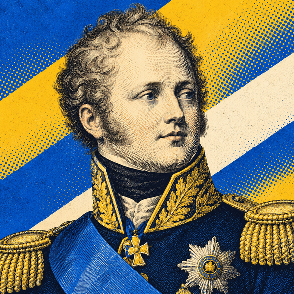 Pop art engraved portrait of Alexander I of Russia