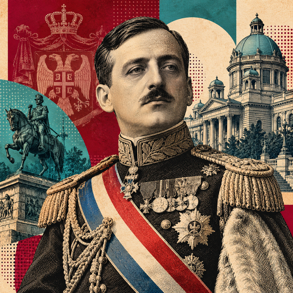 Pop art historical illustration for Alexander I of Yugoslavia coins