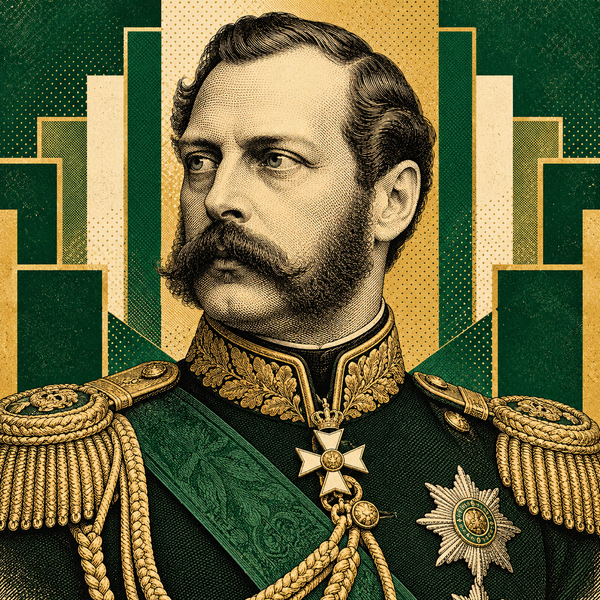 Pop art engraved portrait of Alexander II of Russia