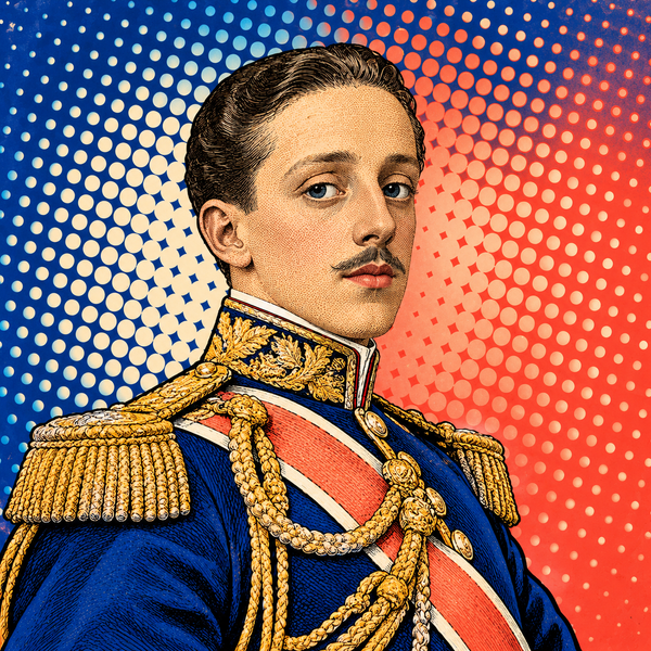 Pop art portrait of Alfonso XIII of Spain for the coin collection