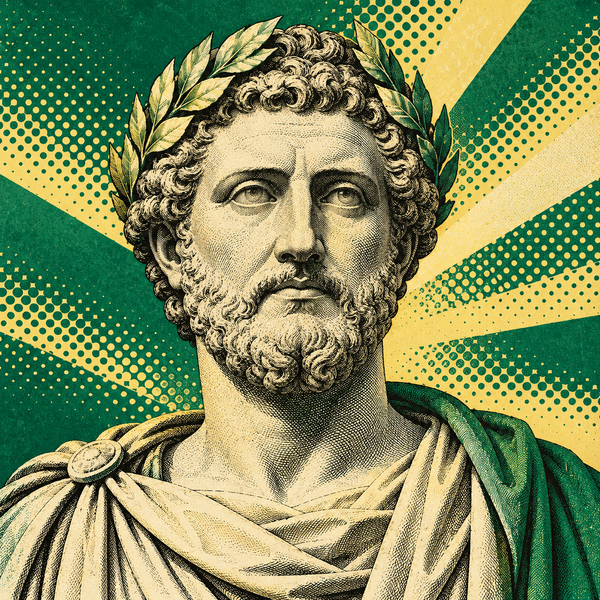 Pop art Roman portrait of Antoninus Pius for the coin collection
