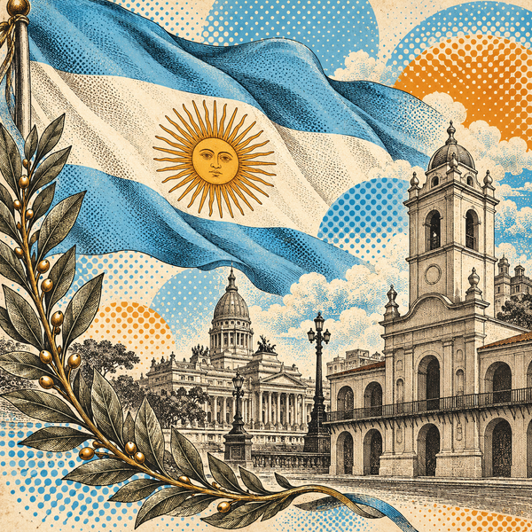 Engraved pop art geographical illustration for Argentina coins