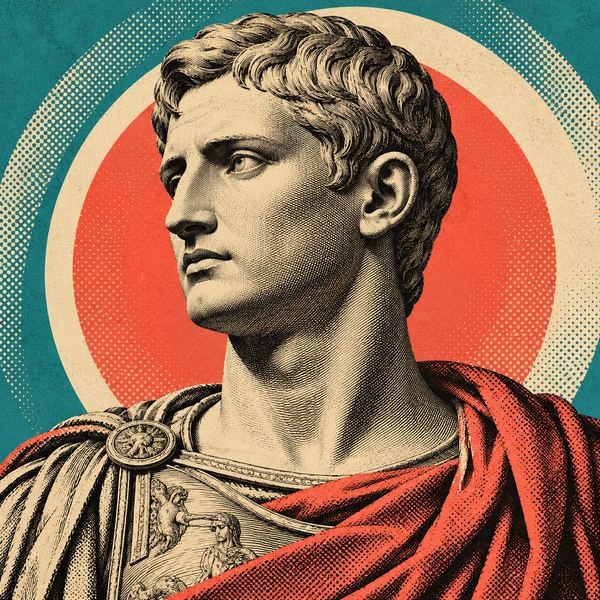 Pop art engraved portrait of Augustus