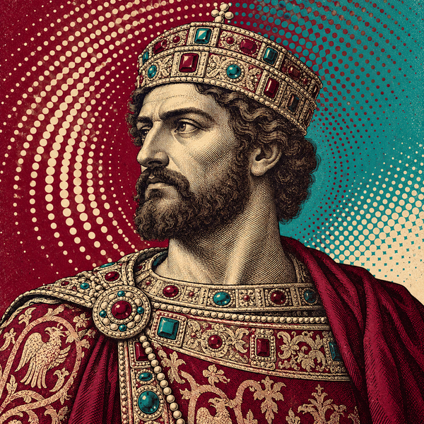 Pop art engraved portrait of Basil II