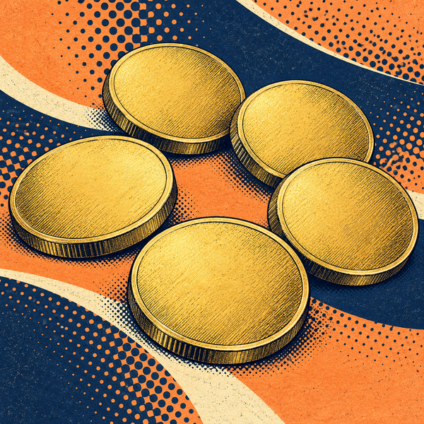 Pop art illustration of brass-plated steel coin blanks
