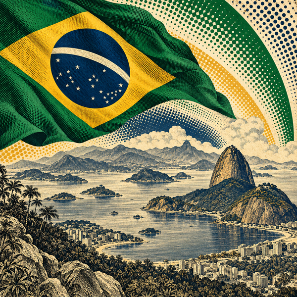 Pop art geographical illustration for Brazil coins