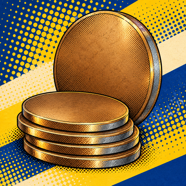 Pop art illustration of bronze-plated nickel coin blanks