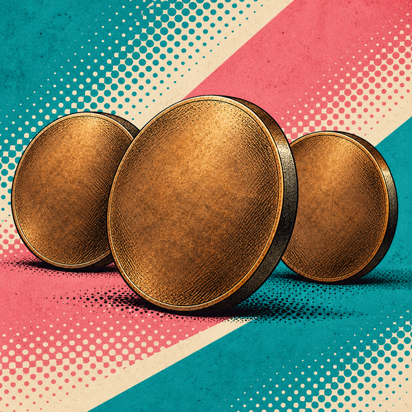 Pop art illustration of bronze-plated steel coin blanks