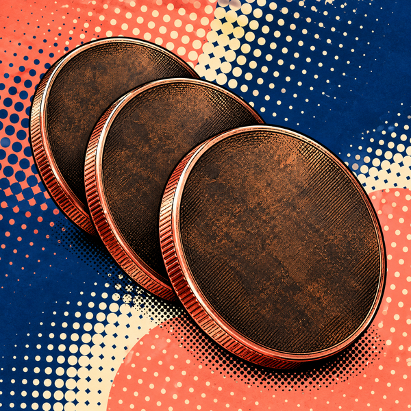 Pop art illustration of bronzed copper coin blanks