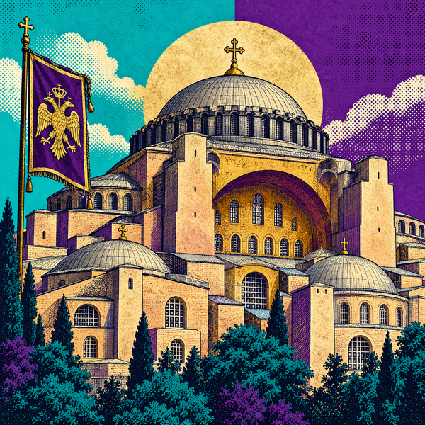 Pop art historical illustration for Byzantine Empire coins