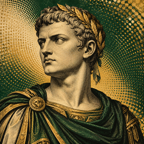 Pop art engraved portrait of Caligula