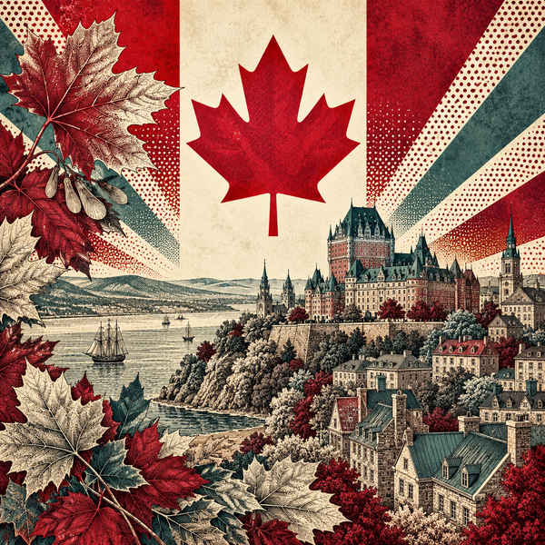Engraved pop art geographical illustration for Canada & Canadian Provinces coins