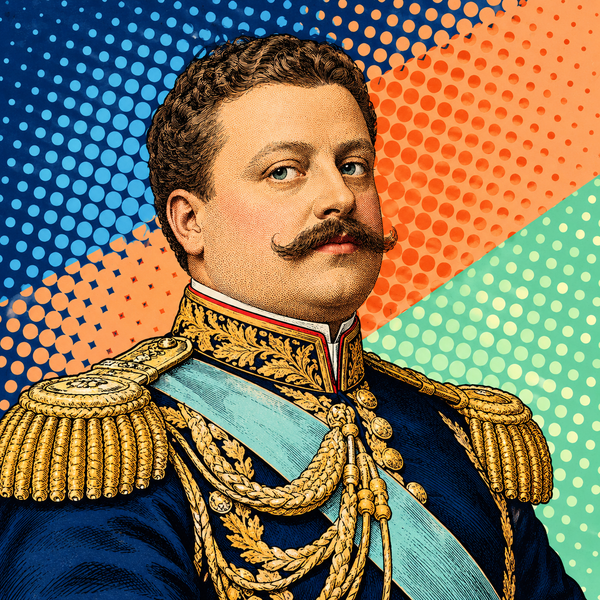 Pop art portrait of Carlos I of Portugal for the coin collection