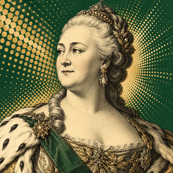 Pop art engraved portrait of Catherine II of Russia