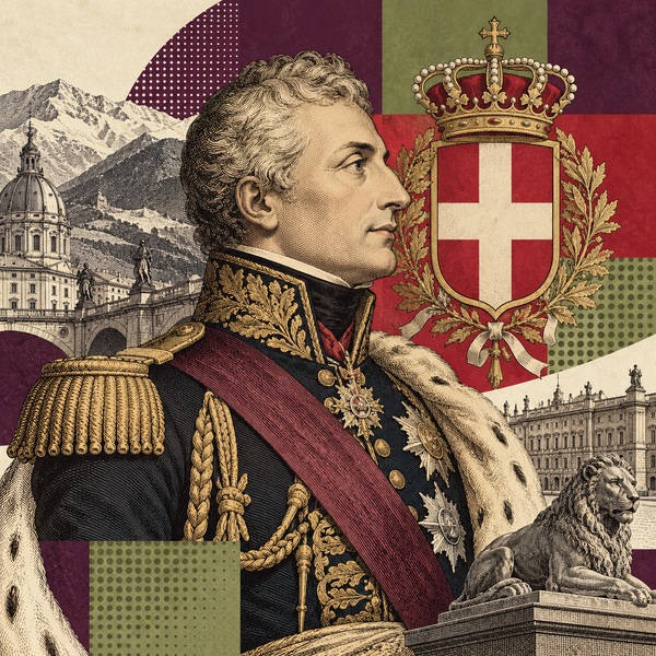 Pop art historical illustration for Charles Felix of Sardinia coins
