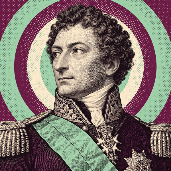 Pop art engraved portrait of Charles XIV John of Sweden