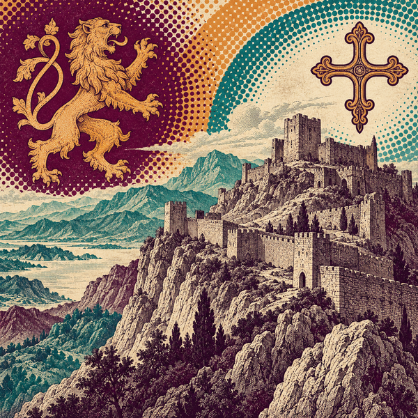 Engraved pop art historical illustration for Cilician Armenia coins